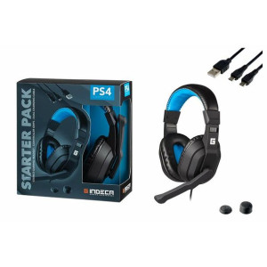 Słuchawki Gaming z mikrofonem Indeca starter pack Czarny/Niebieski