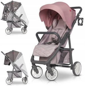 Ultra Lekki Wózek Spacerowy Flex Do 26,5kg Dodatki Powder Pink