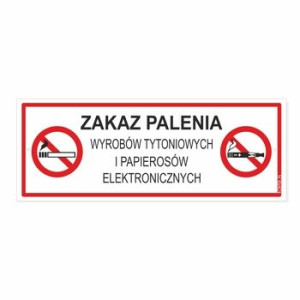 KORFED Tabliczka mała plastikowa ZAKAZ PALENIA WYROBÓW TYTONIOWYCH I PAPIER