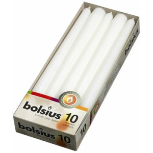 Bolsius Świeca szpica biała 10 szt.