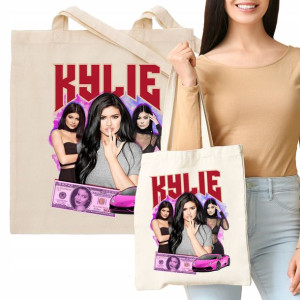 TORBA Eko Beż Prezent Dla Fana KYLIE JENNER Wzory