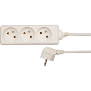 Przedłużacz elektryczny /biały/ 3 gniazda z uziemieniem 5m