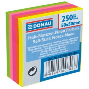 Kostka samoprzylepna DONAU 50x50mm 250kartek neon mix