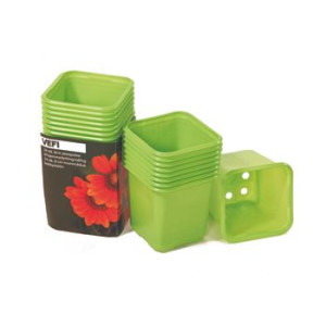 Zielone doniczki Vefi kwadratowe 8 cm / zestaw 20 szt.
