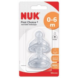 NUK FirstChoice+ Smoczek na butelkę silikonowy 0-6m-cy M 2szt
