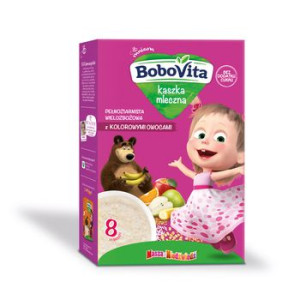 BoboVita Kaszka Manna pełnoziarnista wielozbożowa z kolorowymi owocami po 8