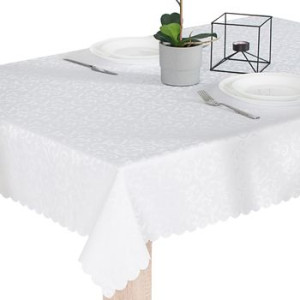 Obrus poliestrowy rozmiar 140x220 cm wzór Torena kolor biały
