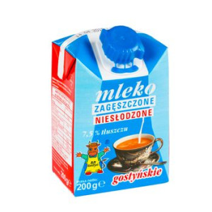 GOSTYŃ Mleko zagęszczone niesłodzone gostyńskie 7,5% 200g