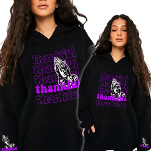 Bluza Czarna Damska Z Kapturem BE THANKFUL - M