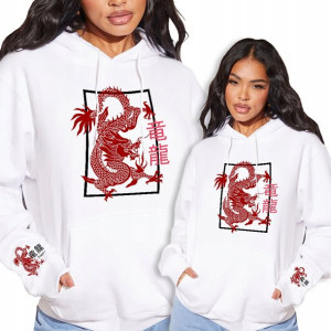Bluza Kangurek Biała Damska DRAGON SMOK Wzory M