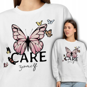 Wygodna Damska Bluza Biała CARE YOURSELF Wz - M