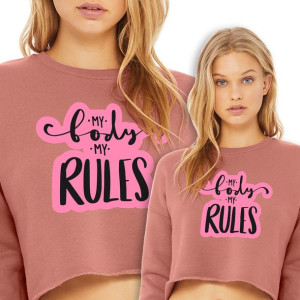 Wygodna Krótka Cropped Bluza Róż BODY RULES Wz M
