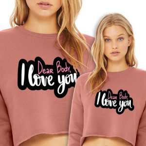 Wygodna Krótka Cropped Bluza Róż LOVE BODY Wz XS