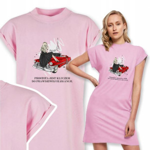 Wygodna Sukienka T-Shirt Damskie PROSTOTA Wzory -L