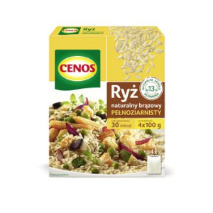Ryż naturalny brązowy pełnoziarnisty 4 x 100 g Cenos