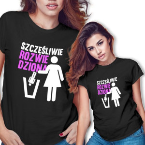 Koszulka Czarna SZCZĘŚLIWIE ROZWIEDZIONA Wzory XXL