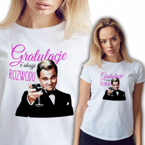 Koszulka Damska Biała GRATULACJE ROZWÓD Wzory - S