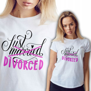 Koszulka Damska Biała Prezent JUST DIVORCED Wz XL