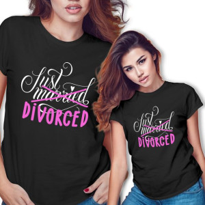 Koszulka Damska Czarna JUST DIVORCED Wzory - M