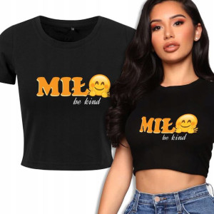 Crop Top Krótka Koszulka Damska MIŁO BE KIND - M