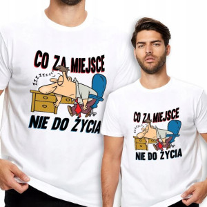 Koszulka Biała Męska MIEJSCE NIE DO ŻYCIA Wzory XL