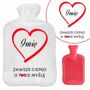 Termofor CZERWONY Ogrzewacz w Białym Pokrowcu IMIĘ