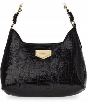 Lakierowana Torebka MONNARI Elegancka Czarna CROCO
