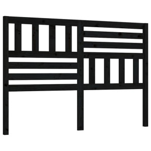 Wezgłowie łóżka, czarne, 156x4x100 cm, lite drewno sosnowe