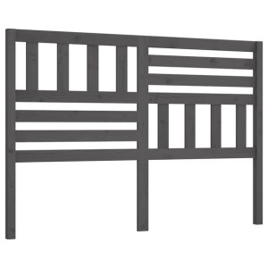 Wezgłowie łóżka, szare, 126x4x100 cm, lite drewno sosnowe