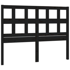 Wezgłowie łóżka, czarne, 185,5x4x100 cm, lite drewno sosnowe