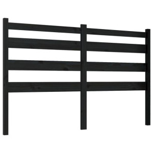 Wezgłowie łóżka, czarne, 126x4x100 cm, lite drewno sosnowe