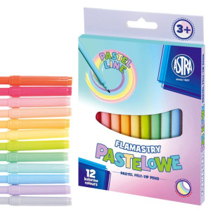 Flamastry Astra Cx 12 Kolorów Pastelowe Szkolne