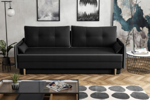 Sofa BODEN Mała z Funkcją Spania Sprężyna Bonell Poduszki Skandynawski Styl