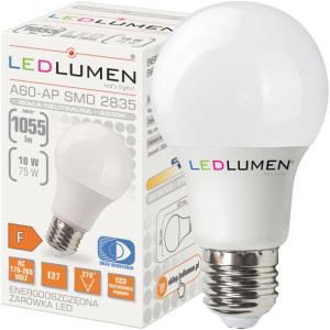 Żarówka LED E27 A60 10W=75W 1055lm CCD Neutralna LEDLUMEN