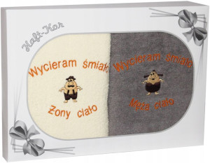 Polski Komplet Ręczników Z Haftem Żona Mąż 70x140