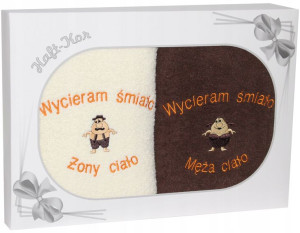 Polski Komplet Ręczników Z Haftem Żona Mąż 70x140