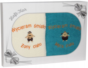 Polski Komplet Ręczników Z Haftem Żona Mąż 70x140