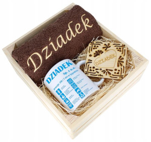 Super Prezent Dla Dziadka Ręcznik + Kubek Skrzynka