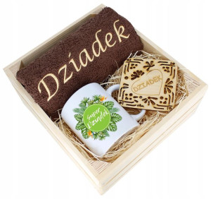 Super Prezent Dla Dziadka Ręcznik + Kubek Skrzynka