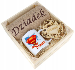 Super Prezent Dla Dziadka Ręcznik + Kubek Skrzynka