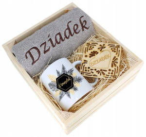 Super Prezent Dla Dziadka Ręcznik + Kubek Skrzynka