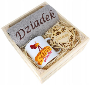 Super Prezent Dla Dziadka Ręcznik + Kubek Skrzynka