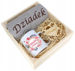Super Prezent Dla Dziadka Ręcznik + Kubek Skrzynka