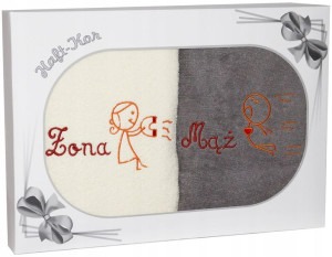 Polski Komplet Ręczników Z Haftem Żona Mąż 70x140