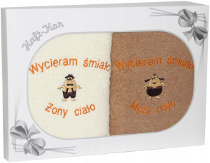 Polski Komplet Ręczników Z Haftem Żona Mąż 70x140
