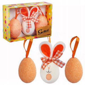 Jajka Zawieszki W Kartoniku 3szt 10cm Pomarańczowe