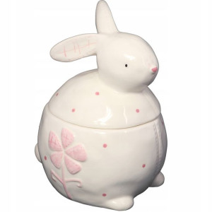 Zając ceramiczny biały pojemnik figurka zajączek