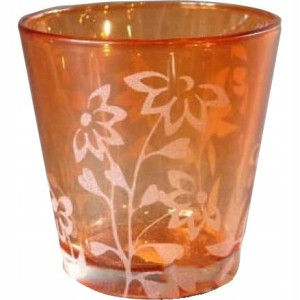 Świecznik szklany pomarańczowy tealight latarenka