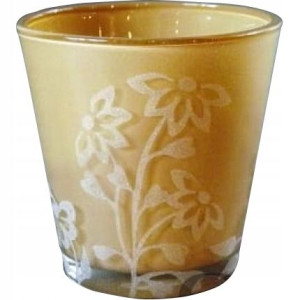 Świecznik szklany żółty tealight latarenka