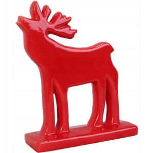 RENIFER ceramiczny czerwony figurka renifer DEKORA
